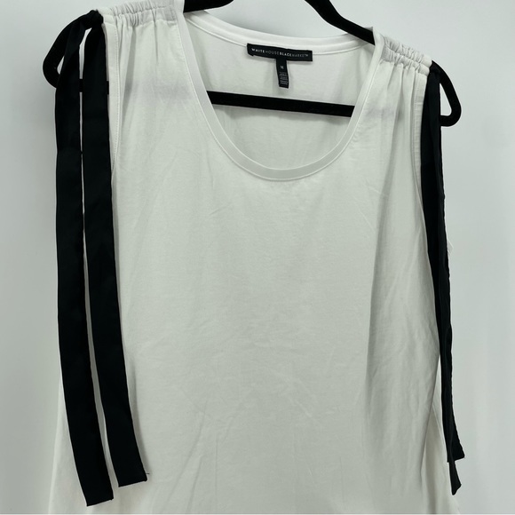 WHBM White House Black Market White Ribbon Tank Top Blouse M - Picture 2 of 5
